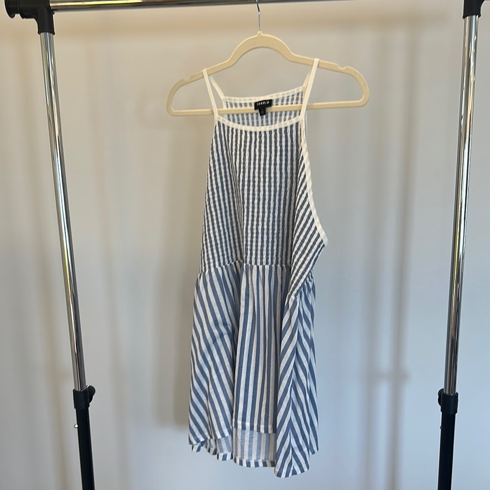 Torrid Striped Blue and White Women's Top